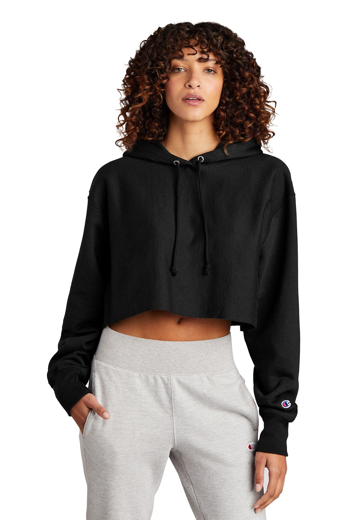 Cropped Hoodie, Champion Women's Reverse Weave with the EDP logo